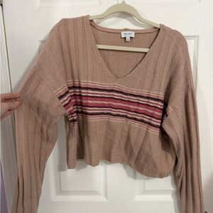 Women’s Striped V-Neck Crop Sweater